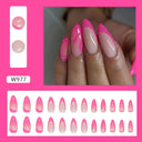 24Ps Set Square Head Coffin Pink Matte French Fake Nails