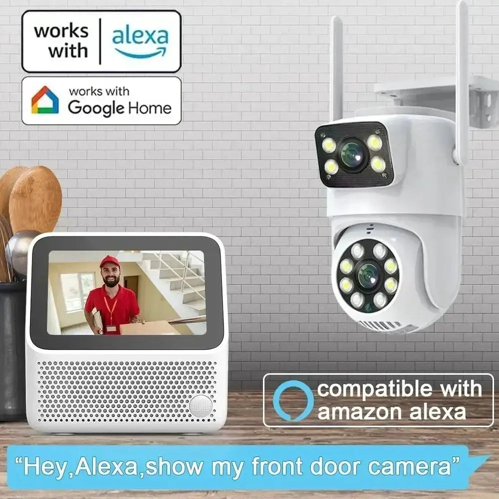 Tuya Dual Lens PTZ WiFi Camera Outdoor - 4K 8MP AI Auto Tracking Hooks - stepyours.com