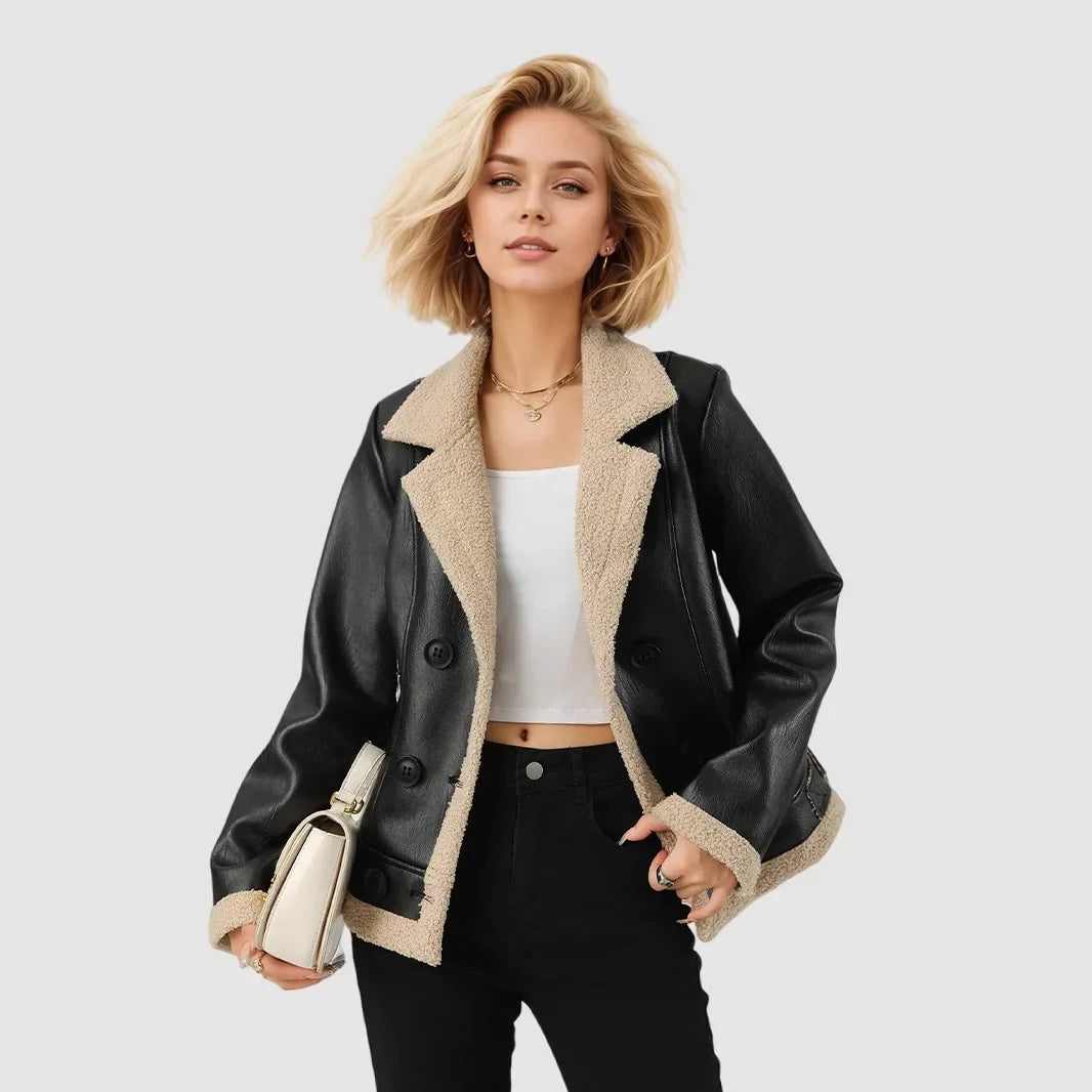 Fleece Lapel Faux Fur Coat