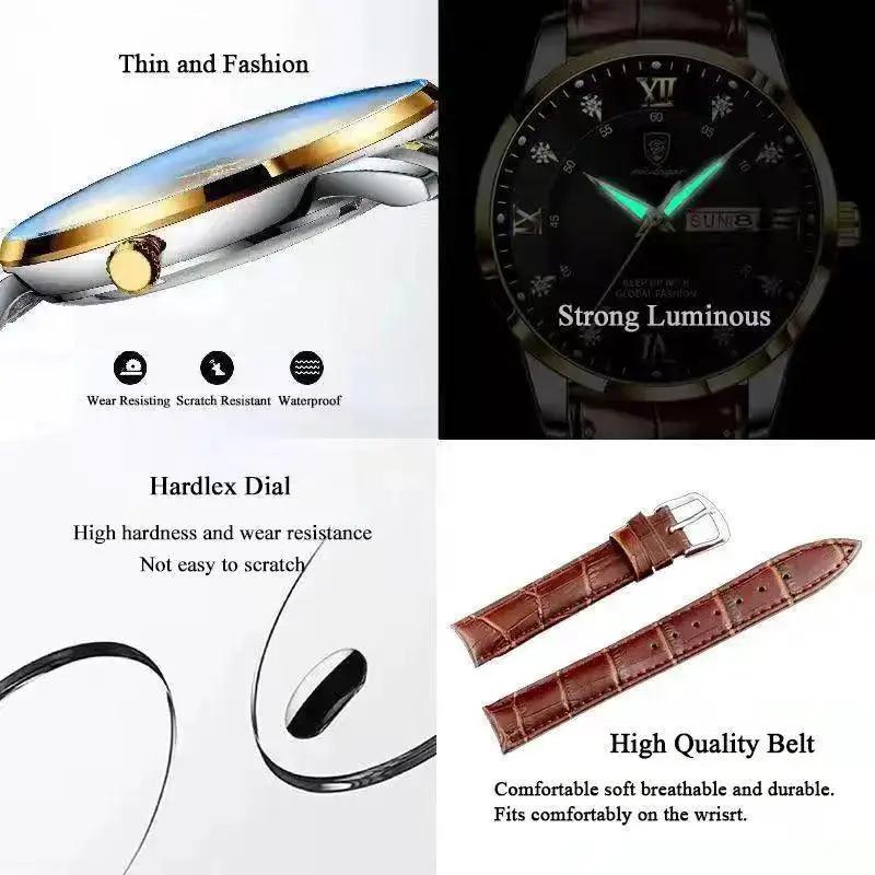 Premium Luxury Leather Wristwatch Waterproof Timepiece - OurLum.com