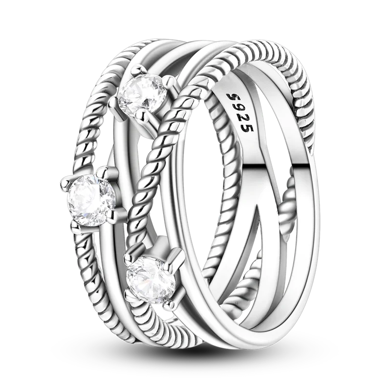 Sterling Silver Ring Sparking Zirconium