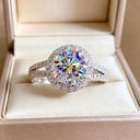 Round Moissanite Ring in Sterling Silver Band