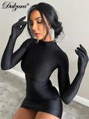Sultry Long Sleeve Bodycon Dress Bold Streetwear Party Look