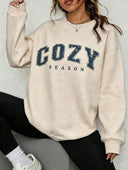 Crew Neck Letter Graphic Sweatshirt