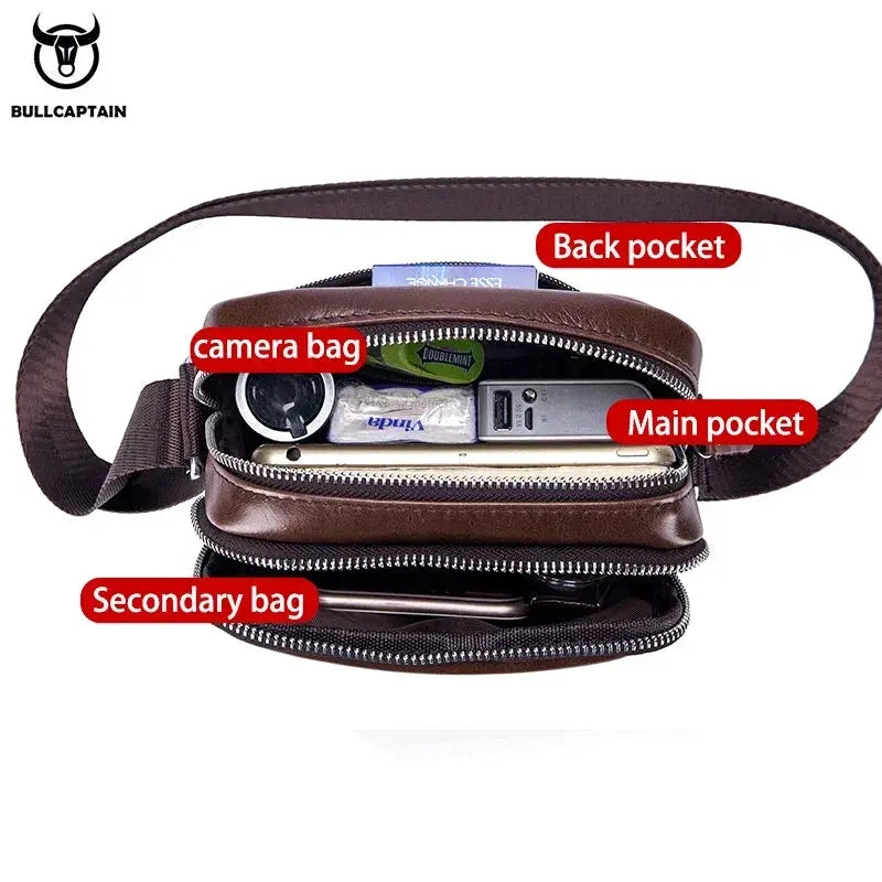 Bullcaptain Casual Mens Shoulder Bags High Quality Leather