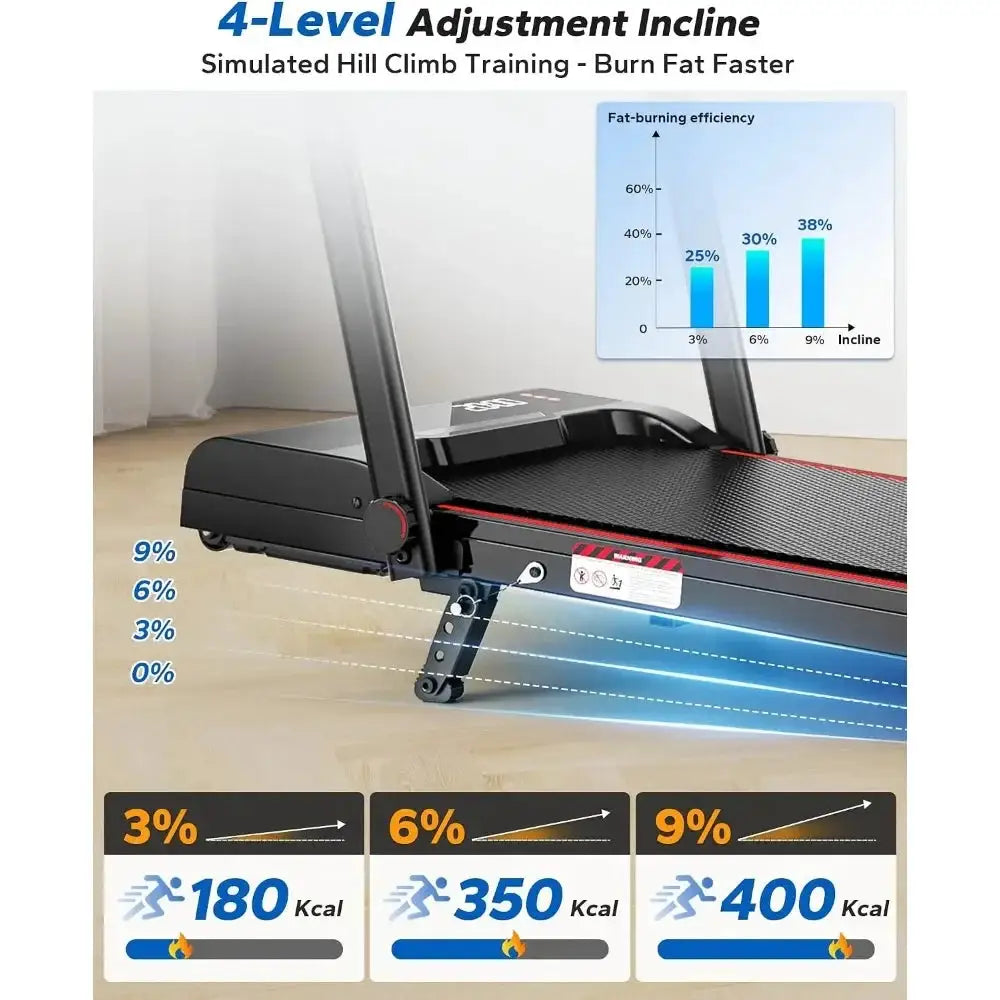 Foldable Incline Walking Pad Treadmill with 3HP for Small Spaces, 300LBS, APP & RGB Light