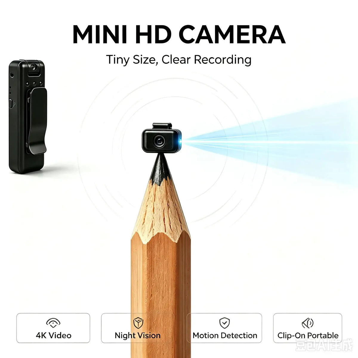 Mini Body Camera HD Video Recorder, ° Rotatable Lens 4K Motion — product view 4