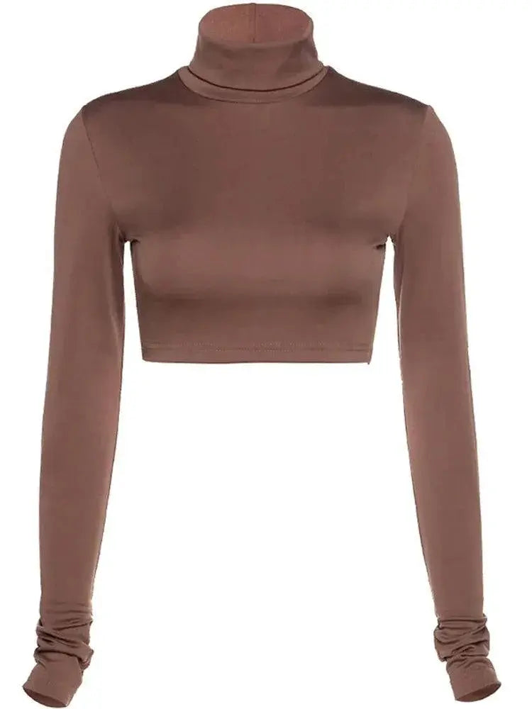 Chic Turtleneck Crop Top Autumn Street Style Essential