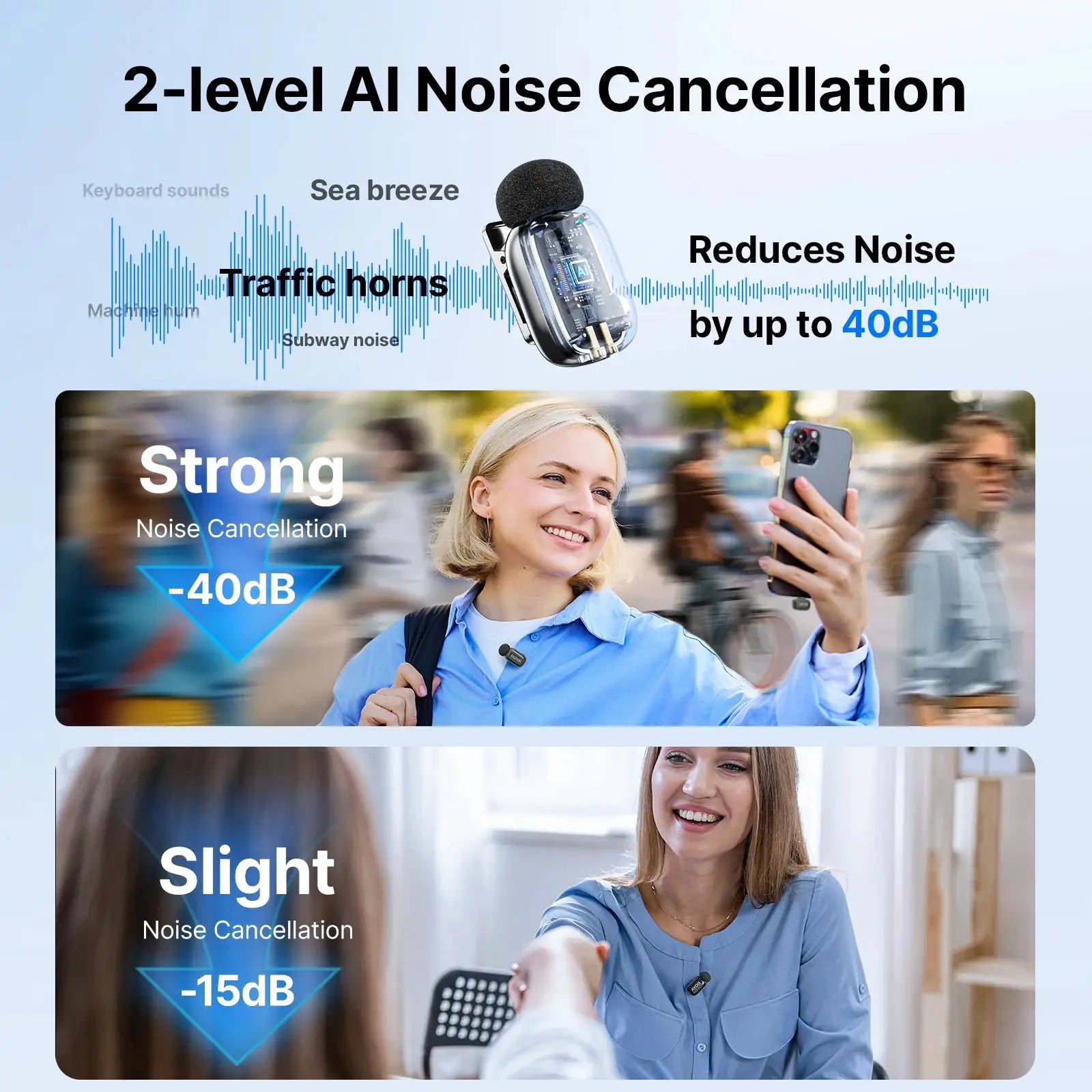 BOYA Mini 2 Wireless Lavalier Lapel Mini Microphone Noise Reduction for iPhone 6-17 USB-C Android SmartPhone PC Live Streaming