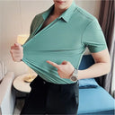 Men Solid High Elasticity Short Sleeve Shirt For Men