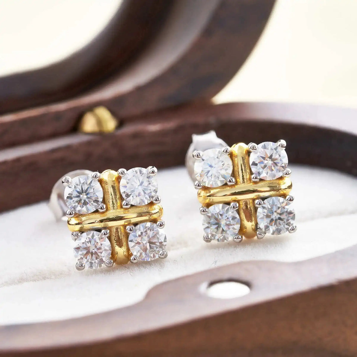 Moissanite Earrings in Sterling Silver Pair — product view 5