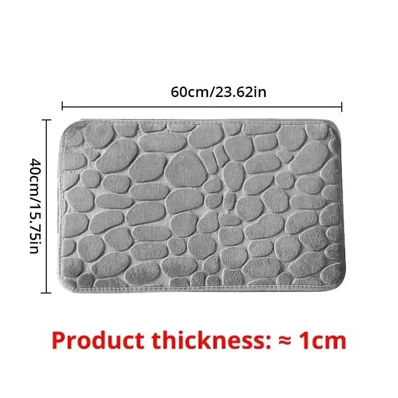 Memory Foam Embossed Velvet Non Slip Cobblestone Mat