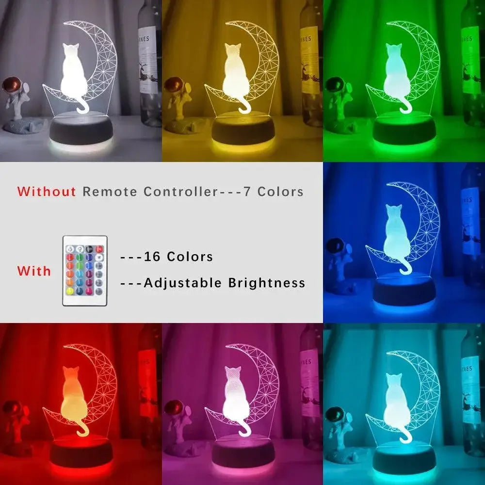 Moon Cat LED Night Light For Kids With Remote Control