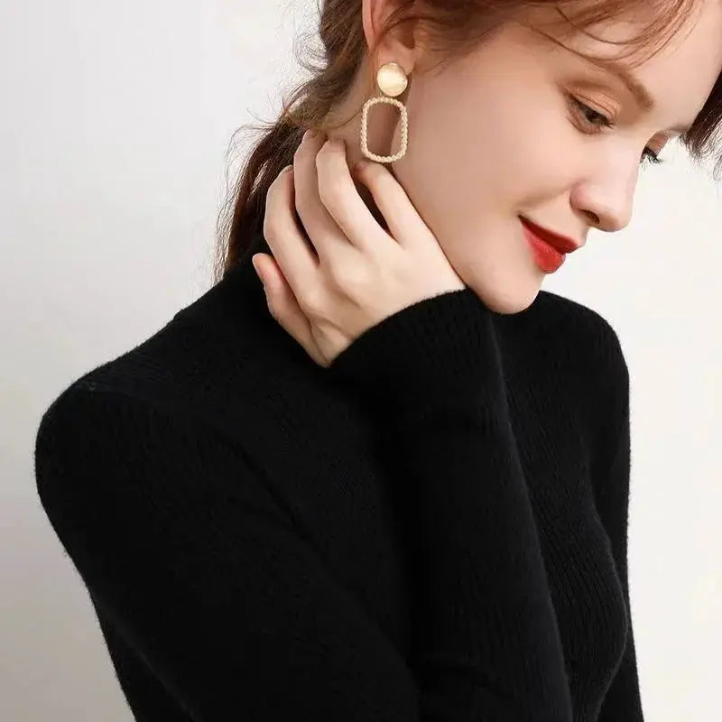 Women Turtleneck Sweater Autumn Winter Slim Pullover Jumper
