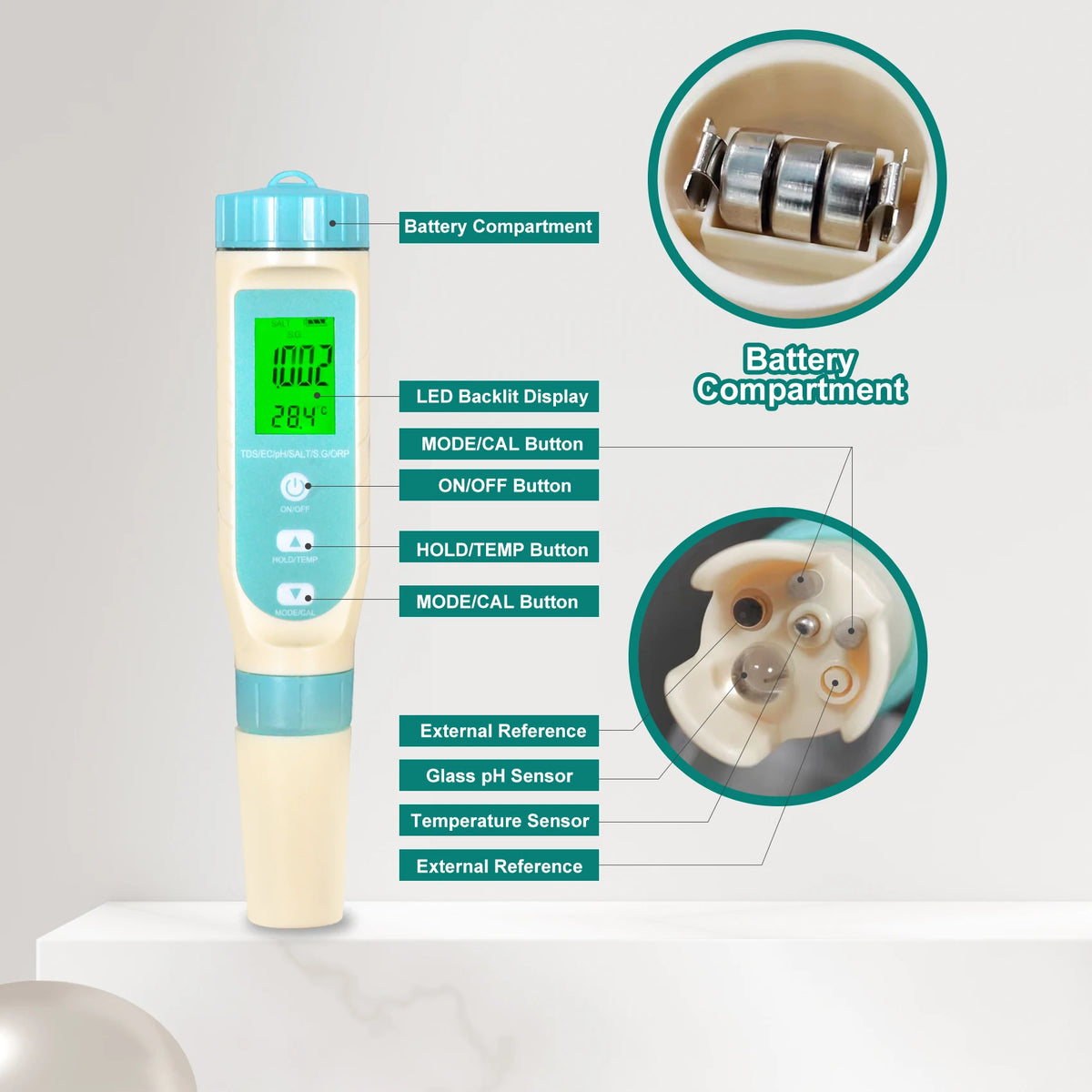 Water Quality Tester Pen Meter for Pools, Drinking Water — product view 2
