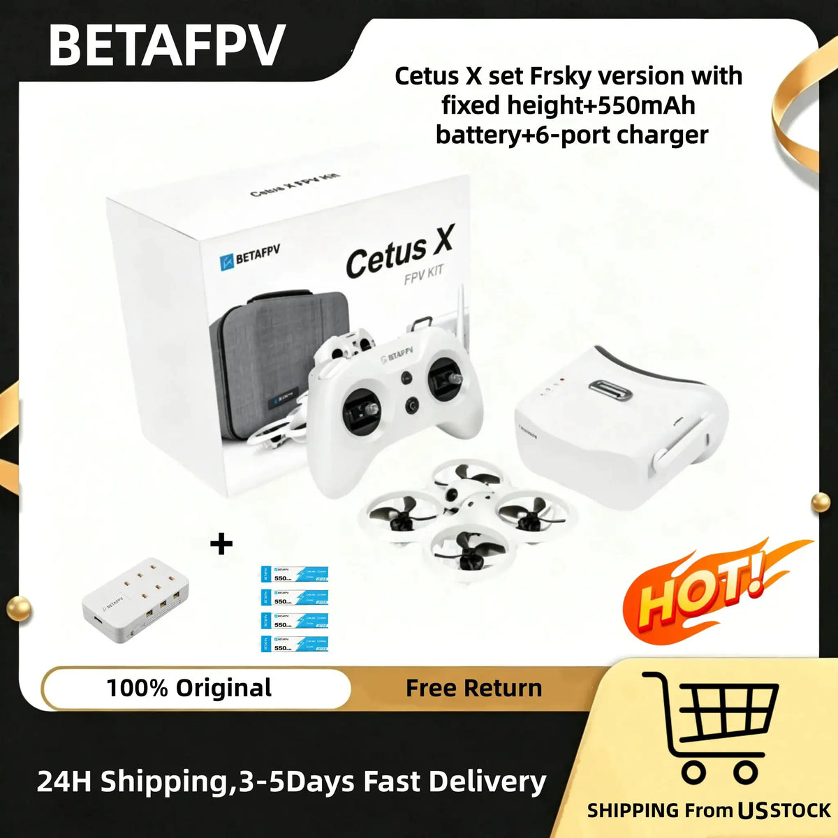 BETAFPV Cetus X FPV Drone 4k Professional Cetus X Set ELRS Version+550MAH 1S BT2.0 Battery 4PCS * 1+6 Port Charger Mini Drone Drones con cámara