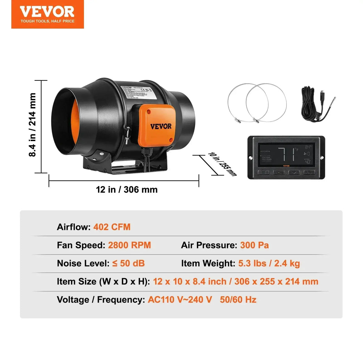 VEVOR Inline Duct Fan - Humidity Control — product view 8