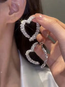 Korean Style Light Luxury Zircon Heart Wheat Earrings