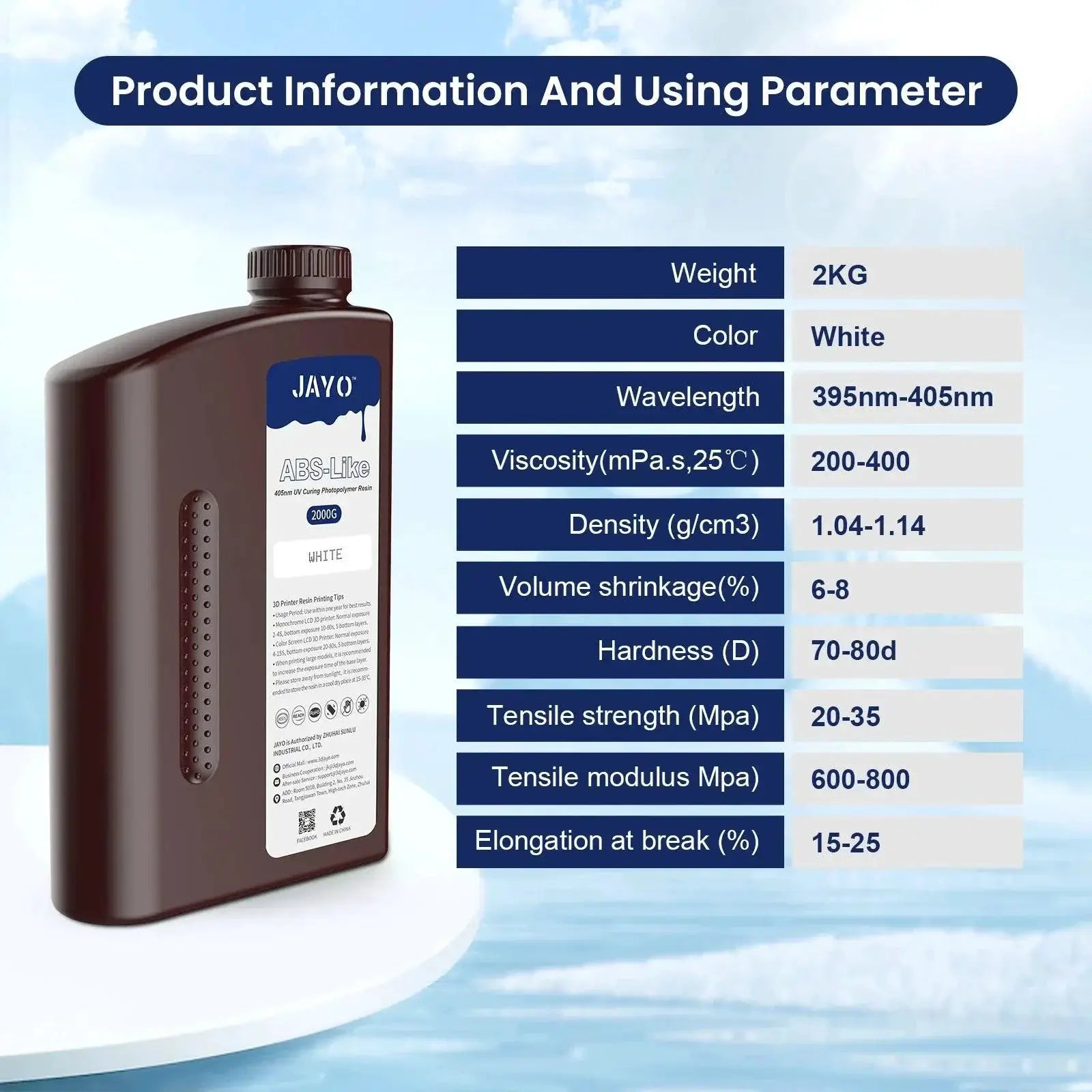 Jayo ABSLike Water Wash Resin for 3D Printing 10kg