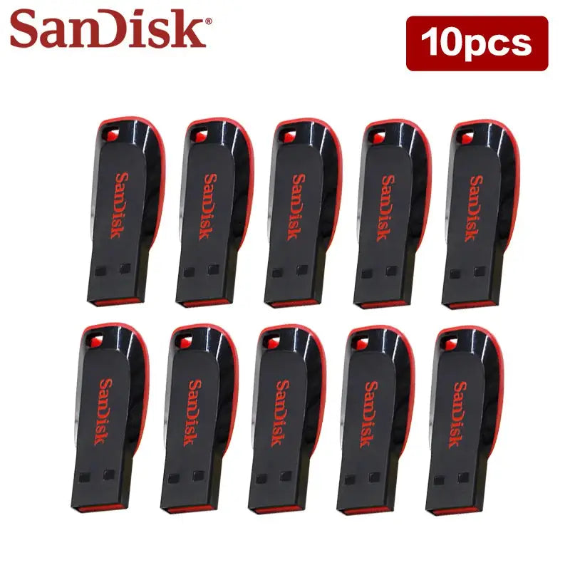 Wholesale SanDisk USB Flash Drive 10PCS 5PCS 16GB 32GB 64GB 128GB Pendrive USB 2.0 Memory Stick U Disk Pen Drive for Computer