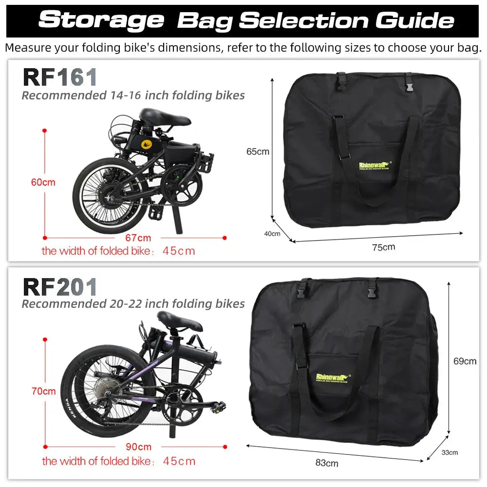 Rhinowalk Folding Bike Storage Bag Thickened Fits 20-Inch Or 16-Inch Portable Folding Bike Light Bike Travel Carry Handbag Cover