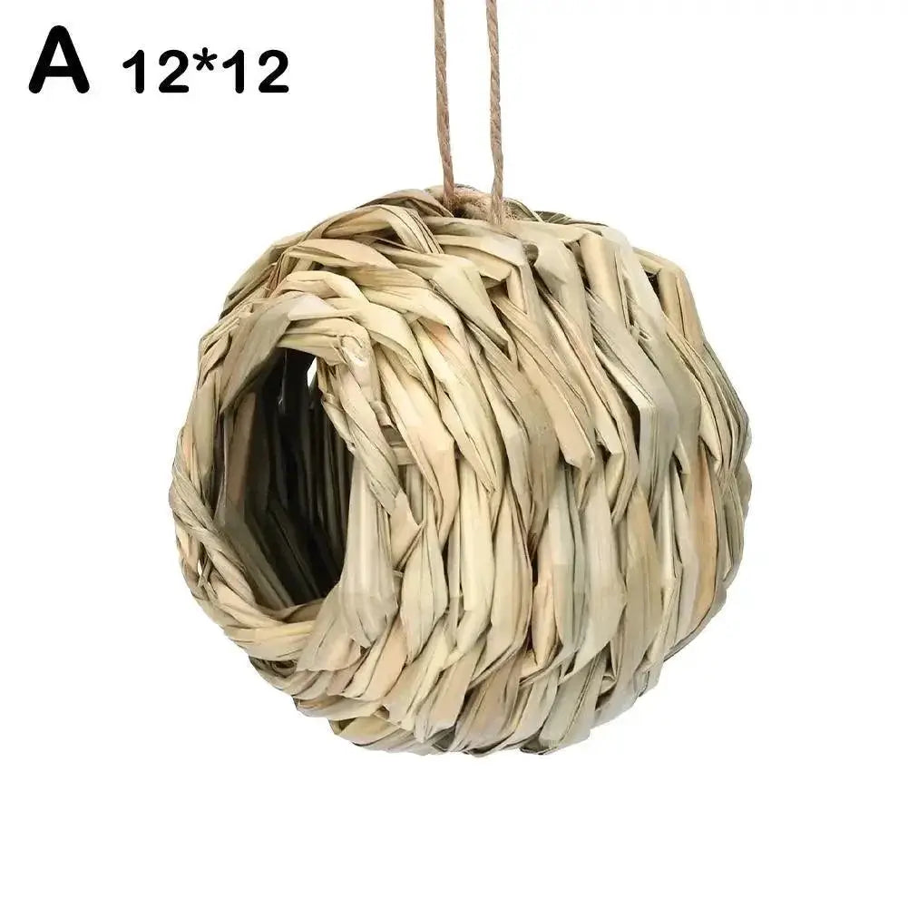 Handwoven Straw Bird Nest Parrot Hatching Outdoor House