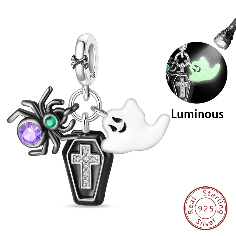 Sterling Silver Halloween Luminous Skull