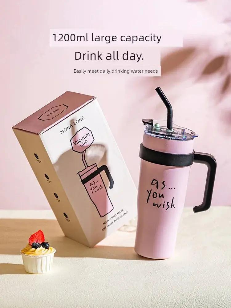 Modern Housewife Giant Straw Vacuum Cup 1300ml Steel