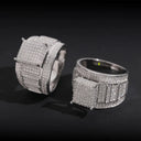 Gold Plated Sterling Silver Silver CZ Hip Hop Ring