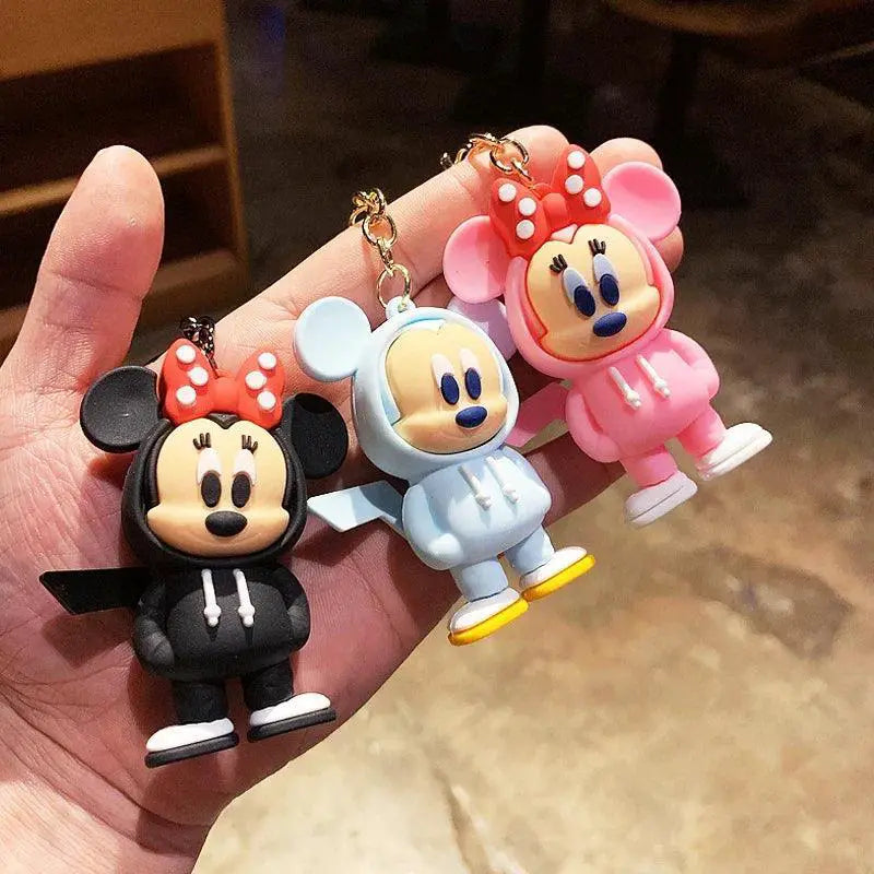 Disney Character PVC Keychain Minnie Mickey Stitch Accessory