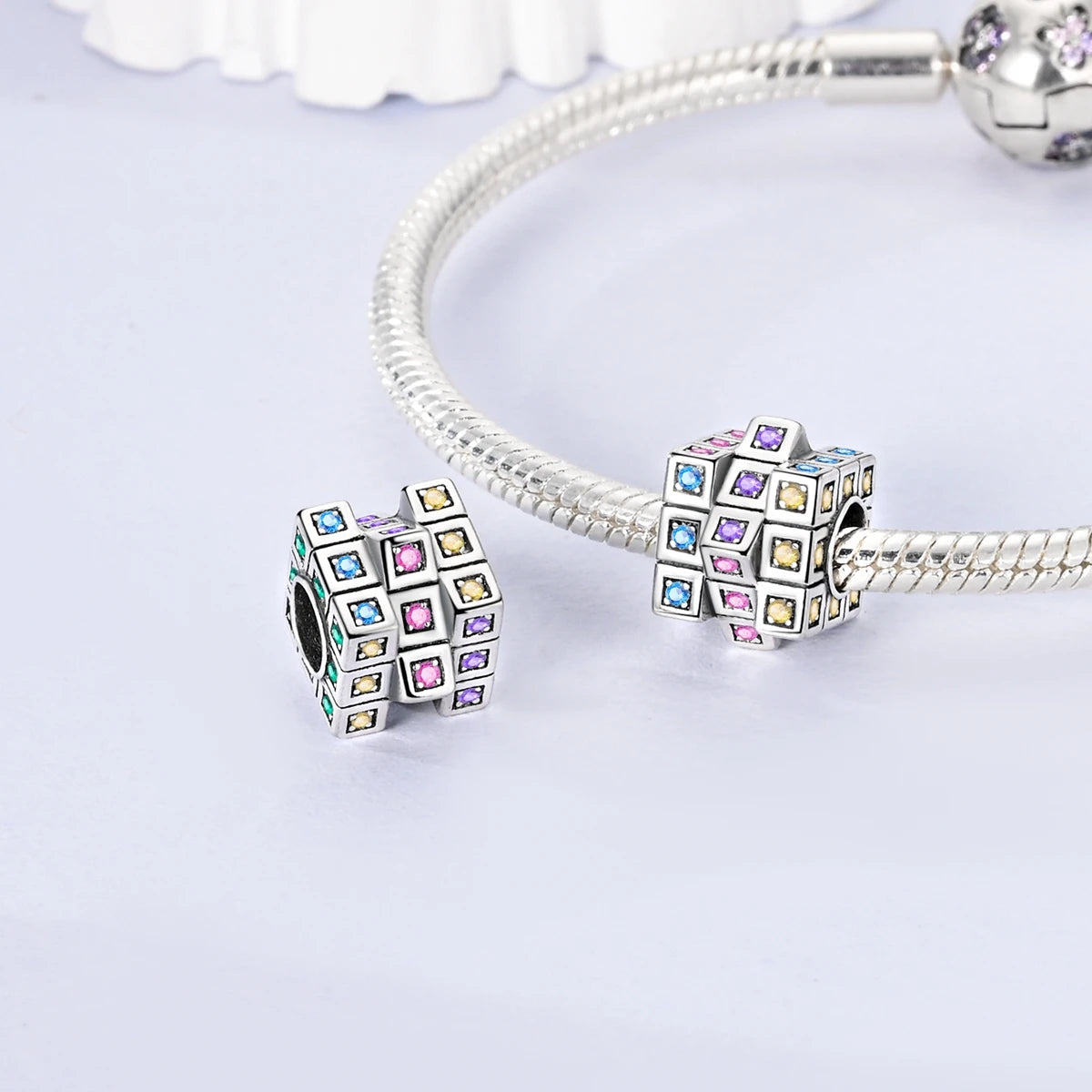 Charm Silver Plated Zircon Beads