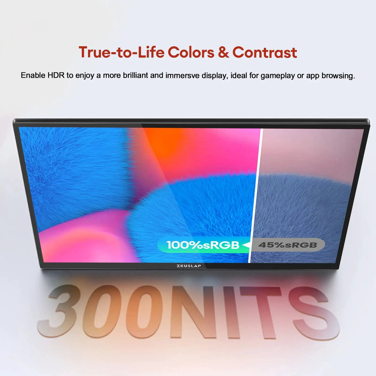 ZEUSLAP 18.5' Touch Screen Portable Monitor 100Hz 100% SRGB With Screen Holder Stand For Laptop Phone Xbox PS4 PS5 Switch