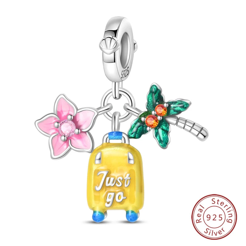 Sterling Silver Colorful Travel Luggage