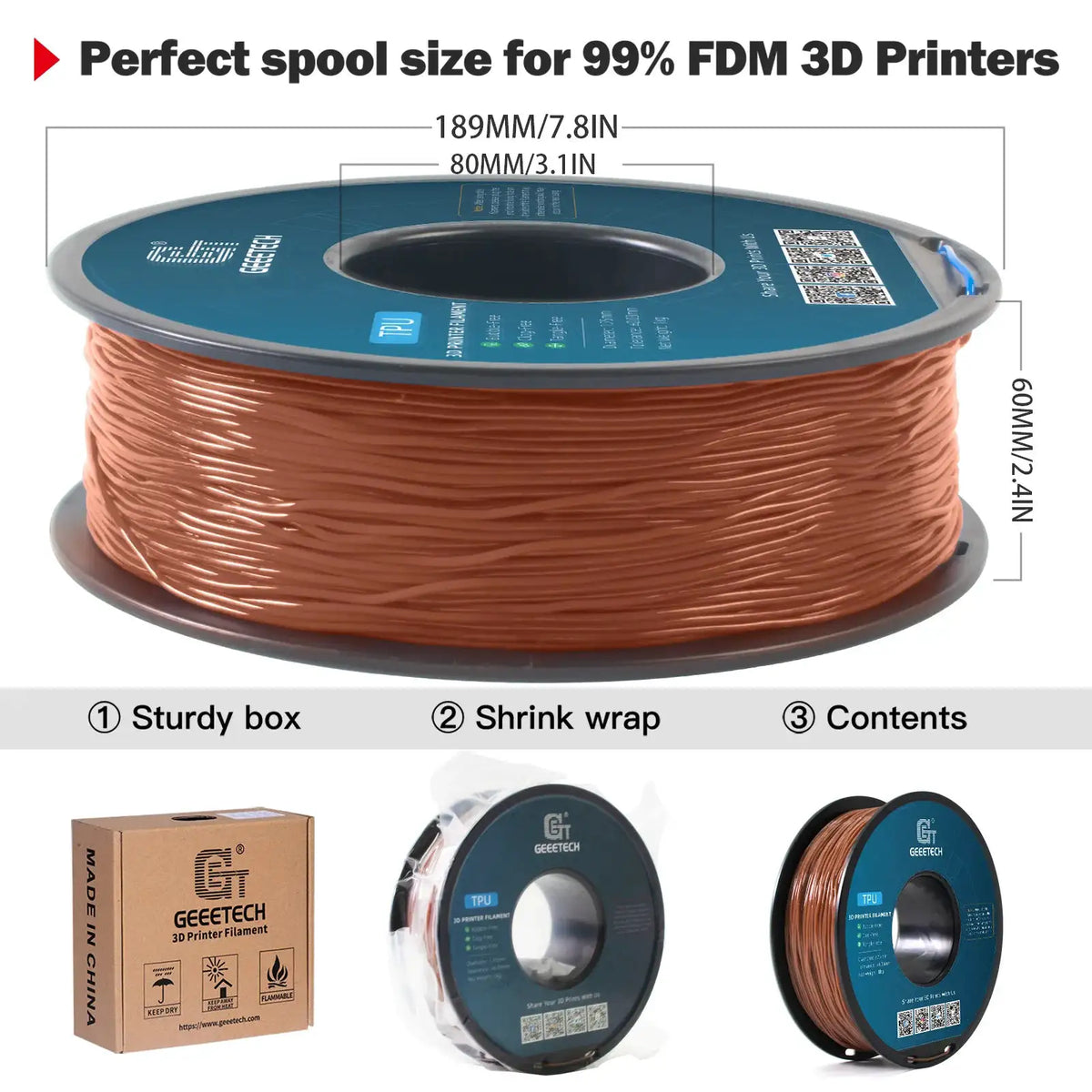 Geeetech Tpu Filament Impact Resistant — Transparent Brown United States — product view 6