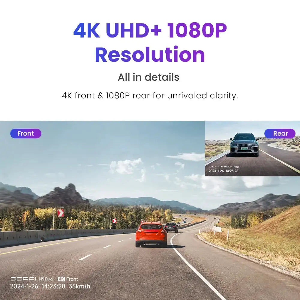 DDPAI N5 Dual 4K Dash Cam Front and Rear Ultra HD Dash Camera with NightVIS ADAS GPS 32GB EMMC Radar Parking Mode Video Recorder