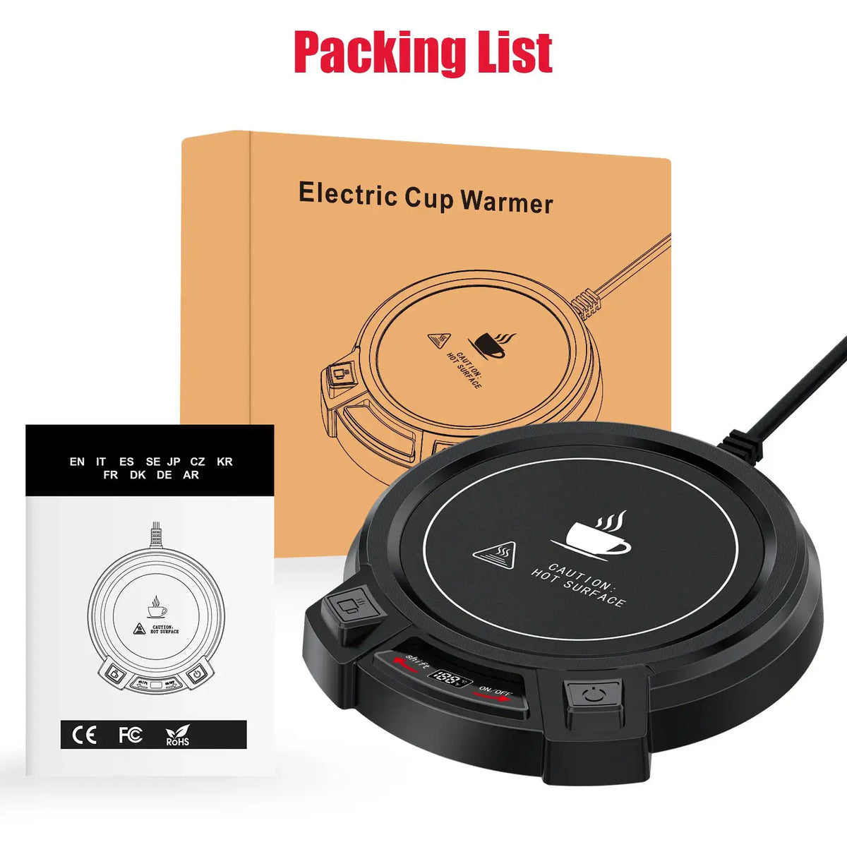 SR 09 Digital Electric Cup Warmer Constant Temperature Coaster PTC Heating Pad 3 Settings Auto Off Tea Milk Water Home US EU Mug