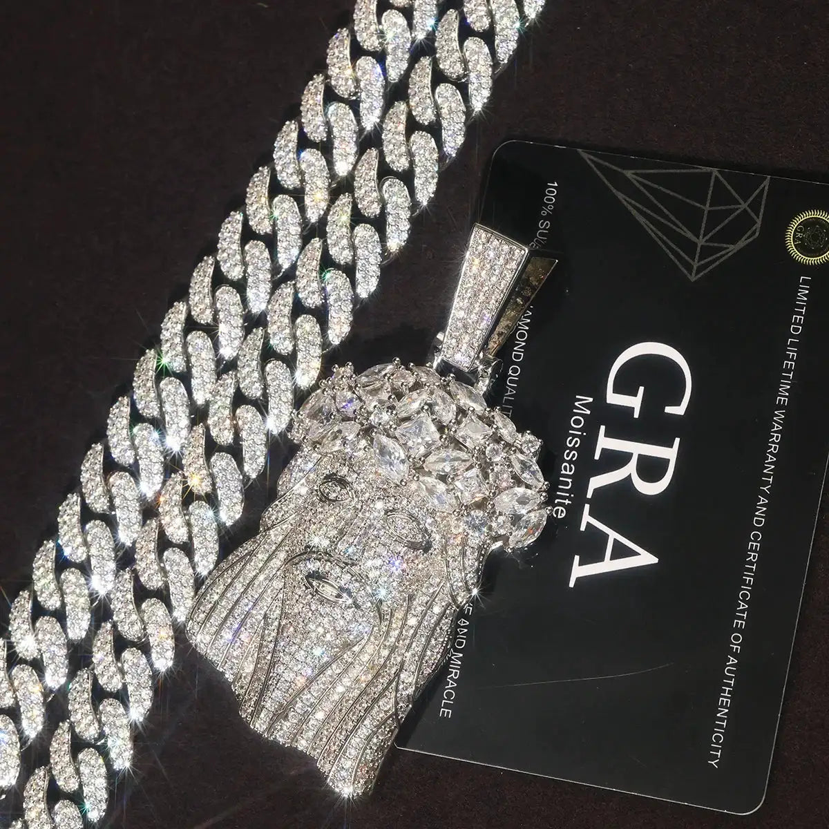 Iced Big Jesus Head Rose Pendant — product image 8
