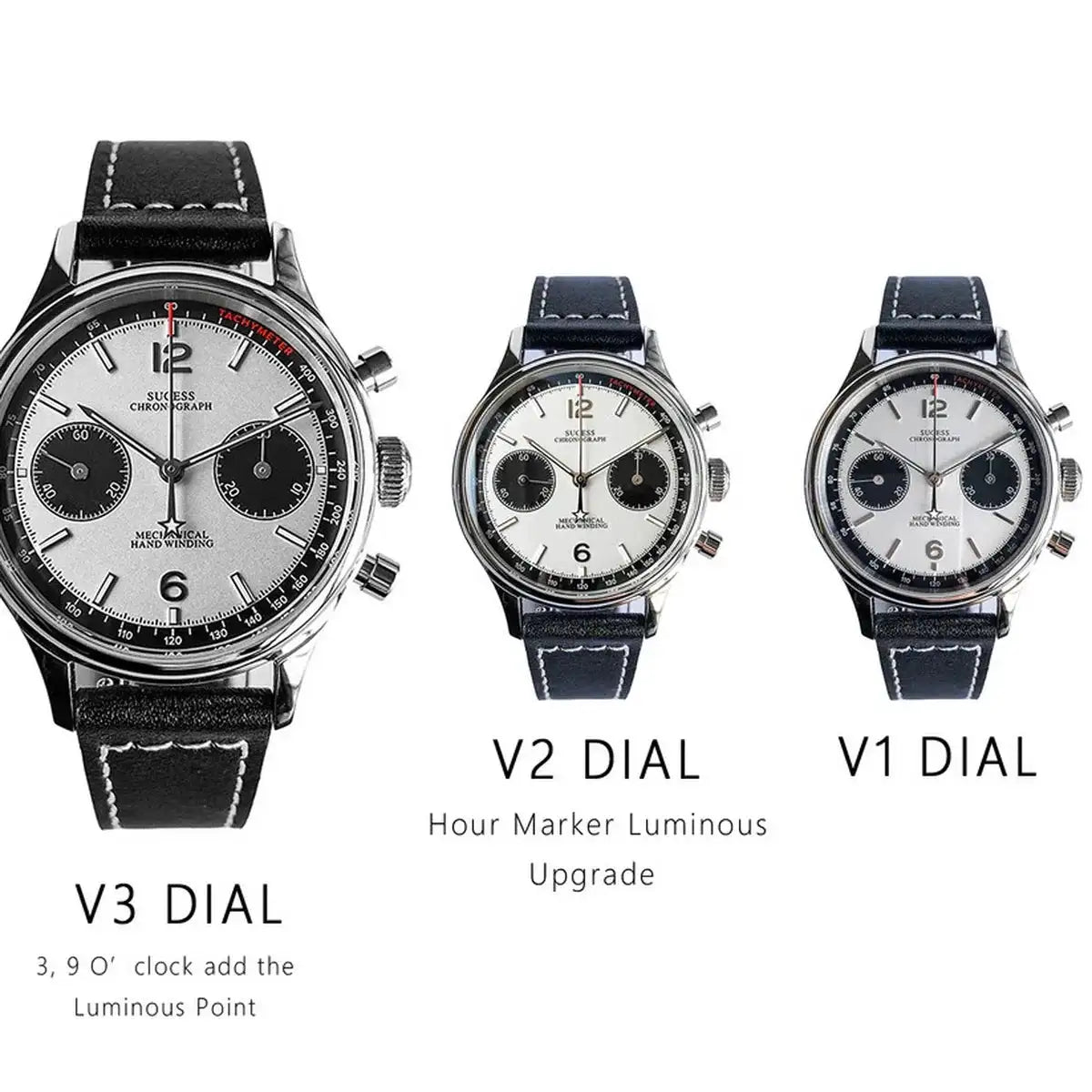 Sugess 1963 Pilot Watch Men Mechanical Chronograph Panda Wristwatch Air Force Sapphire Waterproof for Seagull Movement ST1901 v3