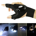 Charged Gloves Outdoor Hiking Fingerless Gloves with LED Light