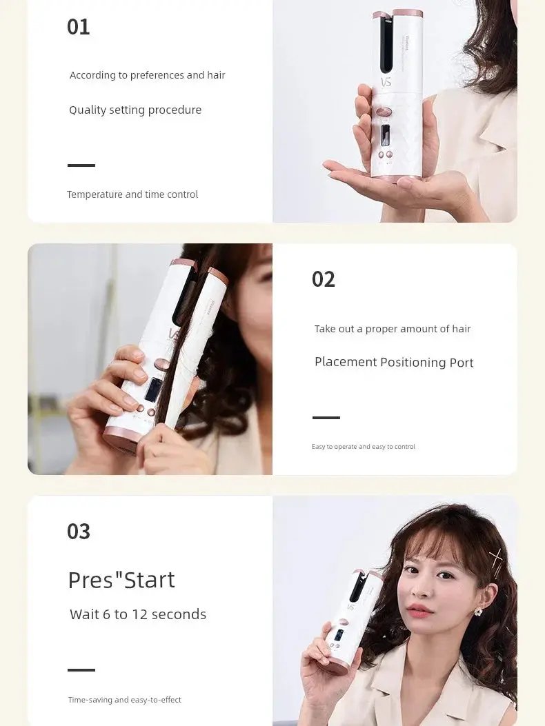 VS Sassoon Long Hair Full Automatic Hair Curler Portable - OurLum.com