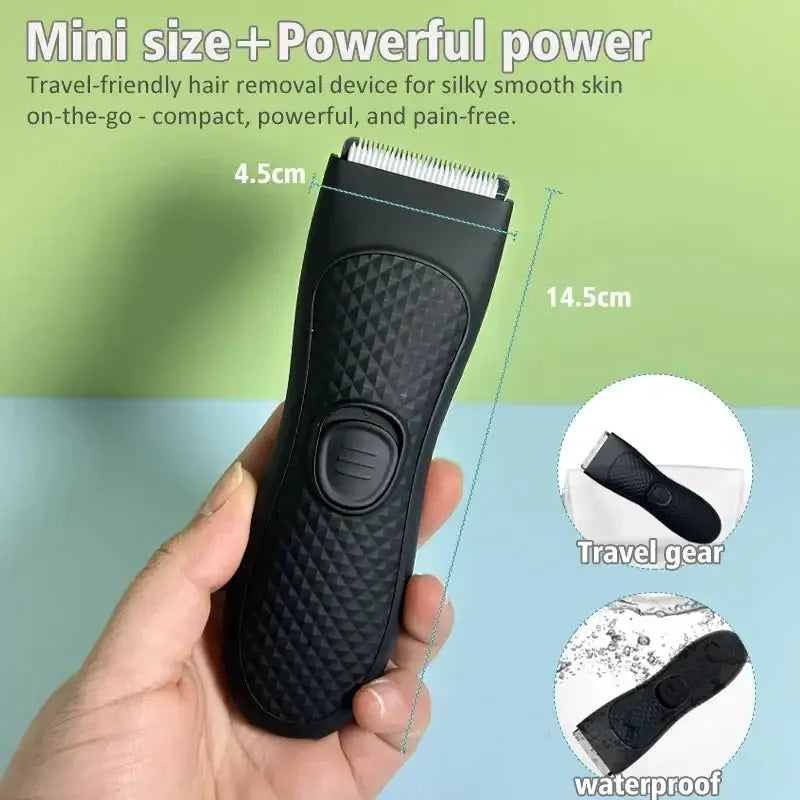 Mens Groin Hair Trimmer Waterproof Wet Dry Groomer Razor