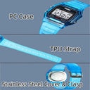Skmei Women Digital Watches Fashion Transparent Case TPU Strap Led Waterproof Swimming Sports Wristwatch Female Alarm Clock