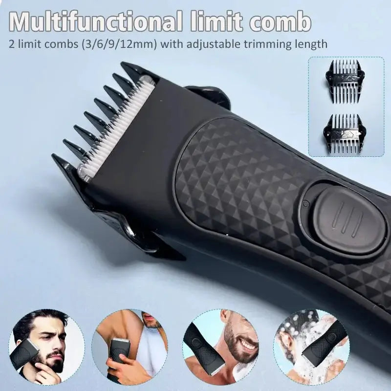 Mens Groin Hair Trimmer Waterproof Wet Dry Groomer Razor