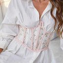 Floral Embroidery Black Corset High Waist Shaper Vintage Harajuku