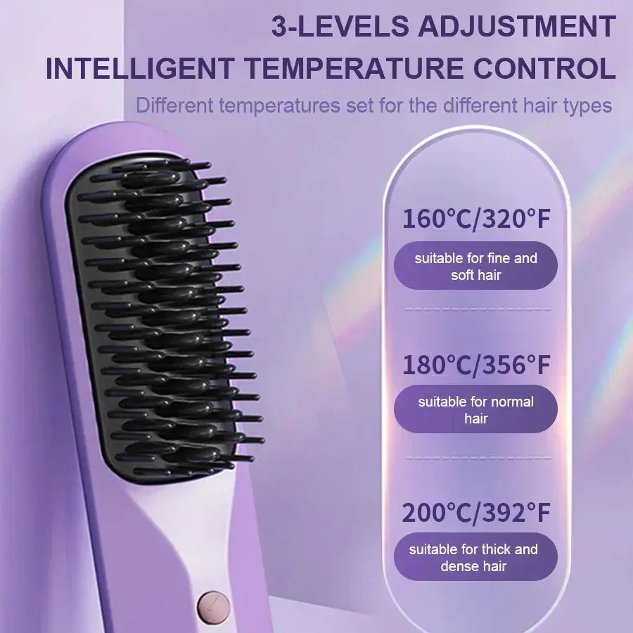 Cordless Electric Hair Straightener Brush Styler Pro