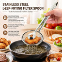 Stainless Steel Fine Mesh Strainer Spoon with Clip Kitchen Oil