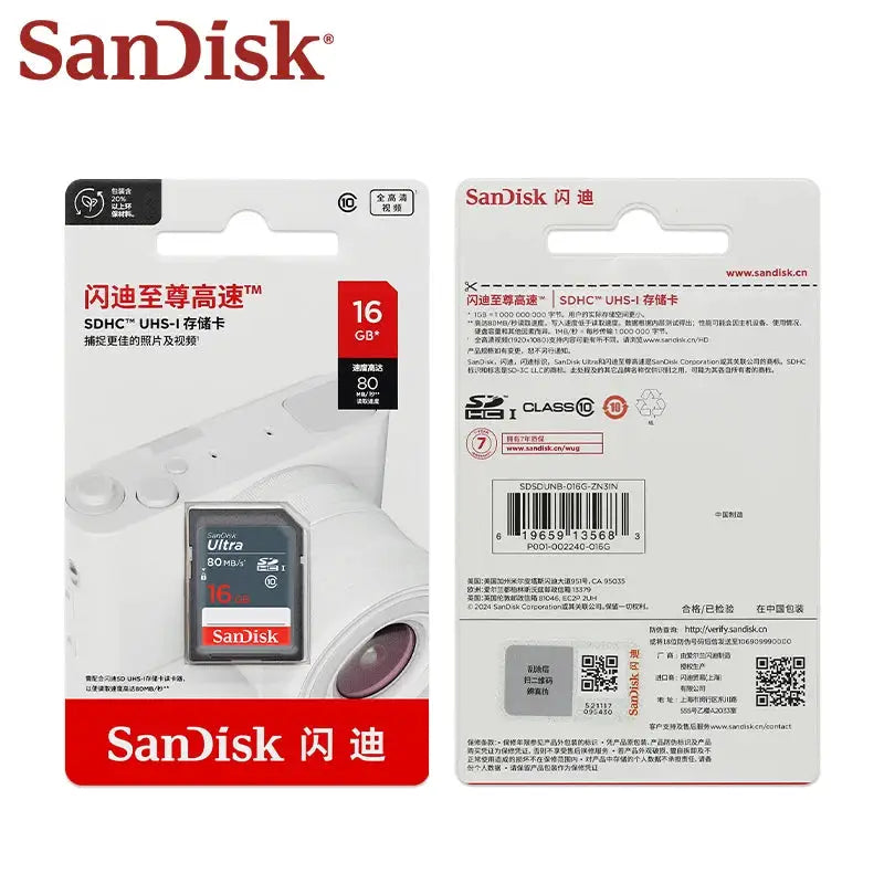 SanDisk Ultra SDHC Memory Card 16GB 32GB SDXC UHS-I Card 64GB 128GB 256GB Max 100M/s SD Card for Camera 100% Original