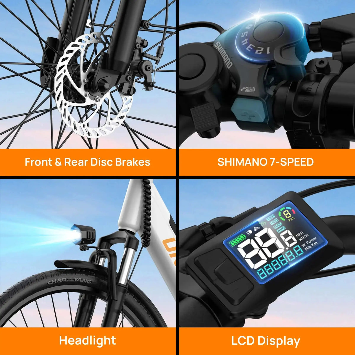 URLIFE E26 Electric Bike for Adults 750W Motor 48V 10.4Ah Removable Battery 7 Speed 80KM Long Range 20MPH E-bike Commuter