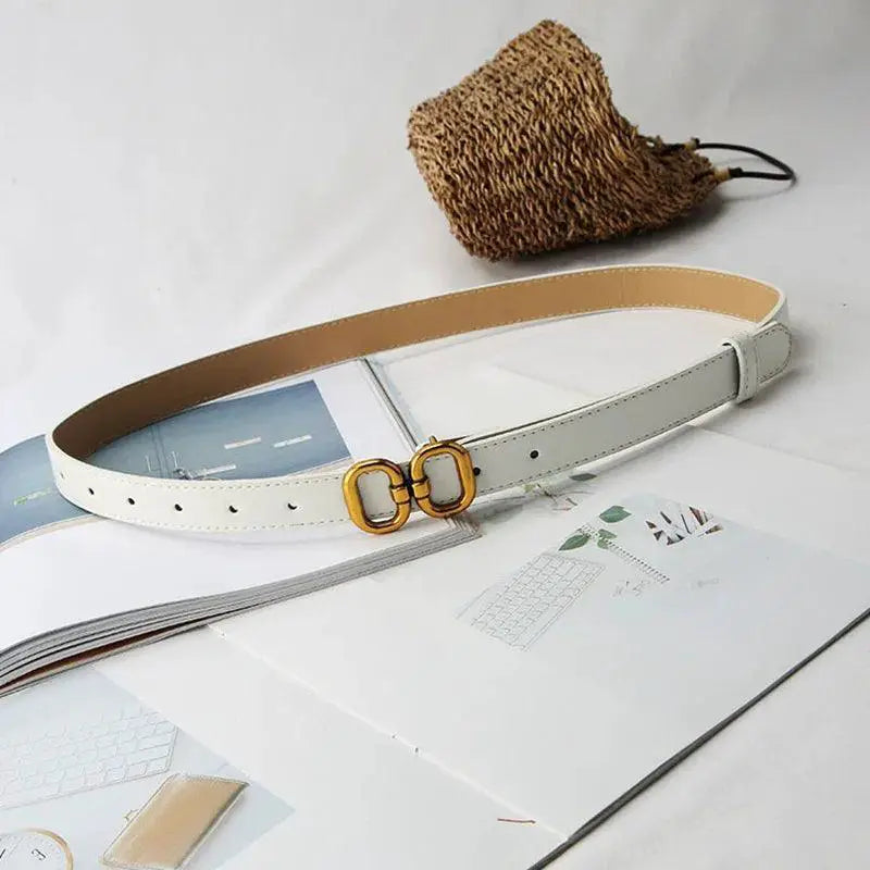 Womens PU Leather Belt With Chic Metal Buckle Fashion