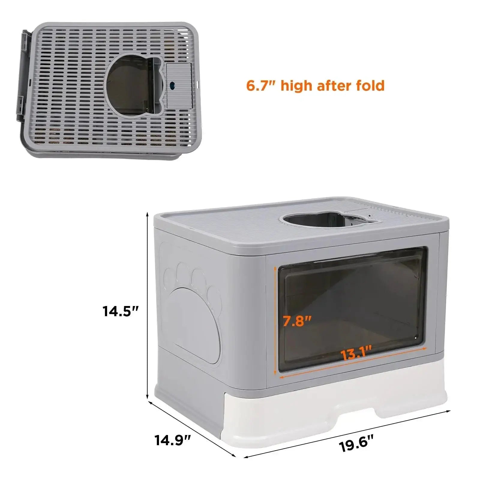 Cat Litter Box Fully Enclosed And Foldable Top Entry